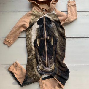 Organic Fierce Bear Zip Up Onsie Popupshop sz 3/4